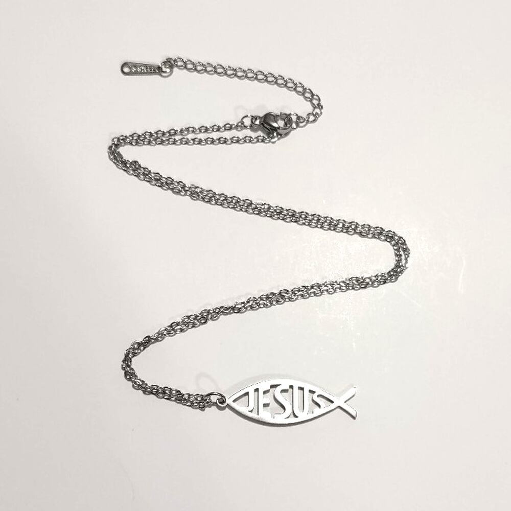 Stainless Steel Jesus Christ Fish Necklace Christian Christmas Birthday Gift New